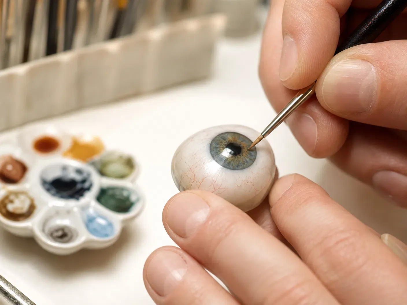 Hand-painting a custom ocular prosthesis